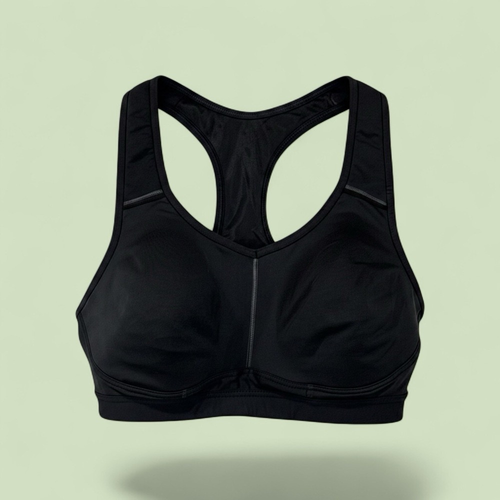 Athleta Sports Bra Women 36C Black Racerback High Impact Athleisure Active